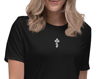 Camiseta holgada de mujer con cruz