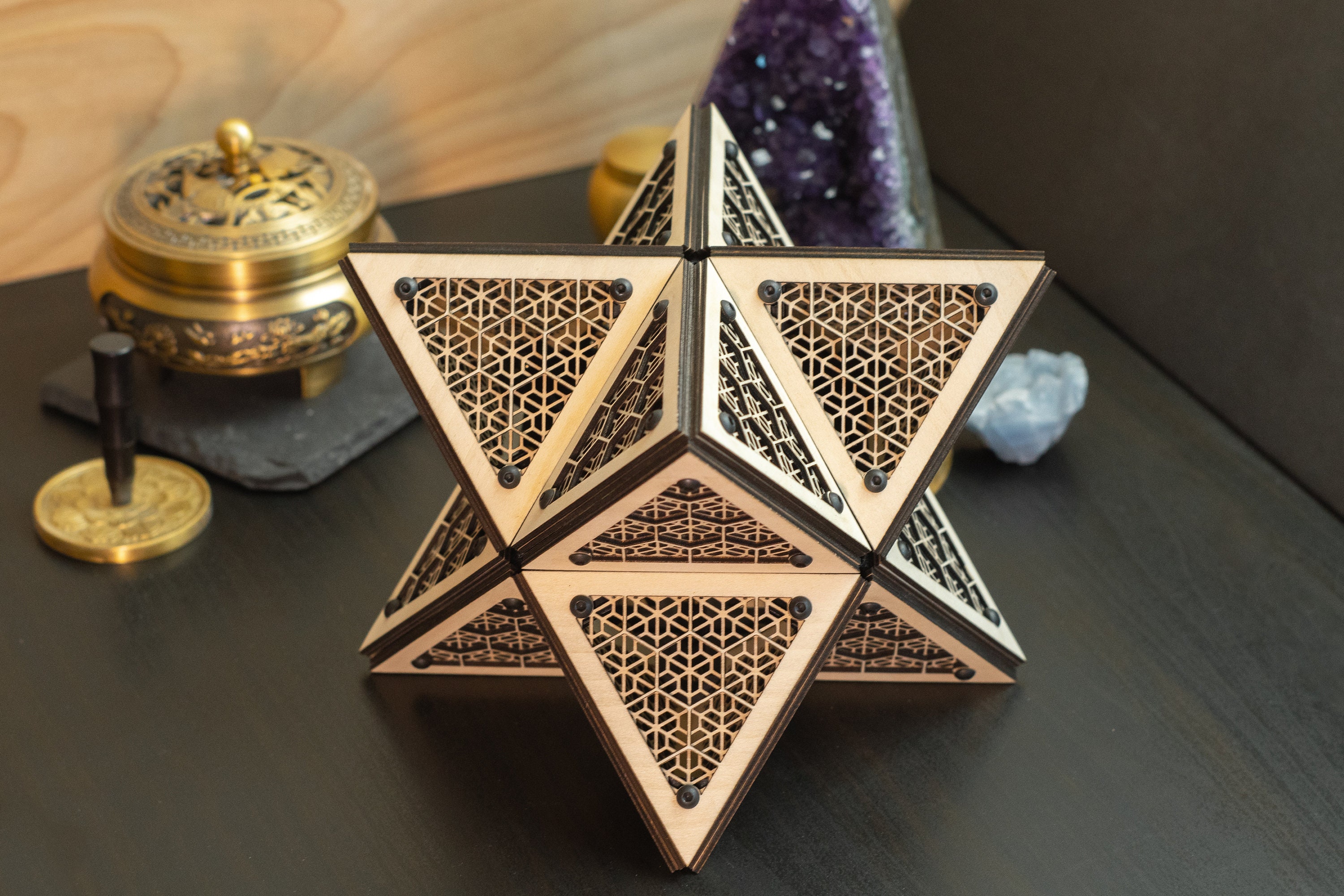 Merkaba Bishamon Model Kit Sculpture, Sacred Geometry Decor, Laser Cut ...