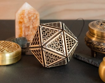 Mini Icosahedron Cubic Model Kit Sculpture, Sacred Geometry Decor, Laser Cut Ornament, Kumiko Design