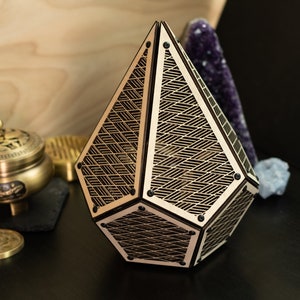 Polyhedron Kuzushi Model Kit Sculpture, Sacred Geometry Decor, Laser Cut Ornament, Kumiko Design, Desk Decoration, Table Decor