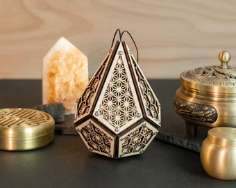 Mini Polyhedron Asanoha Model Kit Sculpture, Sacred Geometry Decor, Laser Cut Ornament, Kumiko Design