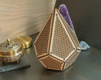 Polyhedron Seigaiha Model Kit Sculpture, Sacred Geometry Decor, Laser Cut Ornament, Kumiko Design, Desk Decoration, Table Decor