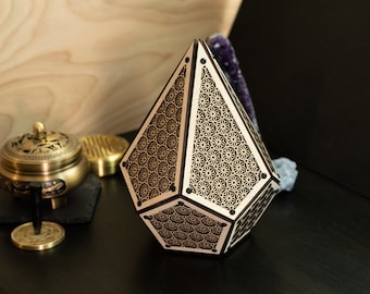 Polyhedron Dot Asanoha Model Kit Sculpture, Sacred Geometry Decor, Laser Cut Ornament, Kumiko Design, Desk Decoration, Table Decor