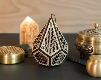 Mini Polyhedron Kuzushi Model Kit Sculpture, Sacred Geometry Decor, Laser Cut Ornament, Kumiko Design