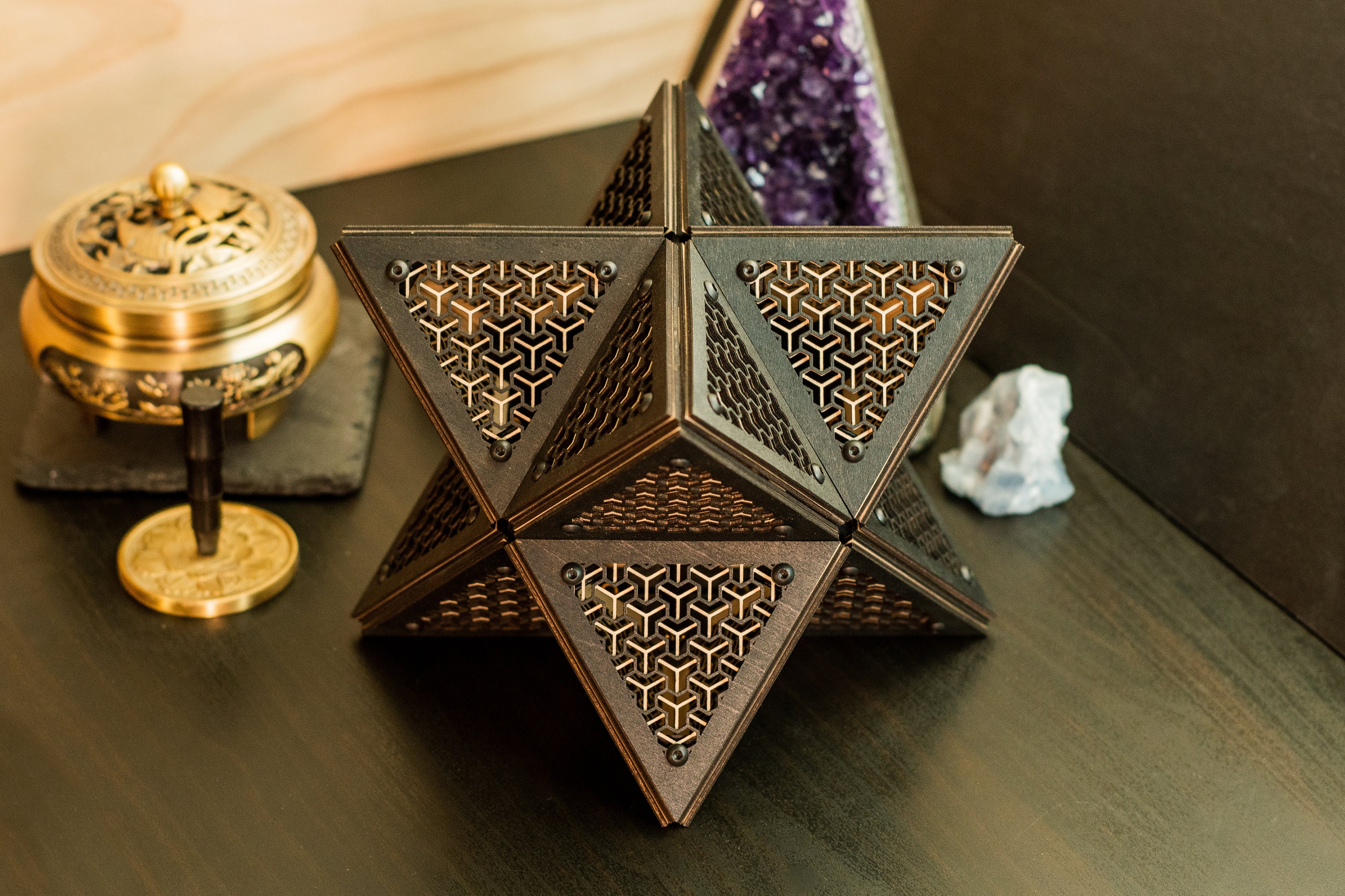 Merkaba Models Merkaba Triad Model Kit Sculpture, Sacred Geometry Decor, Laser Cut ...