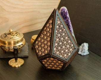Laser Cut Asanoha Polyhedron Model Kit: Kumiko Lamp, Desk Decor