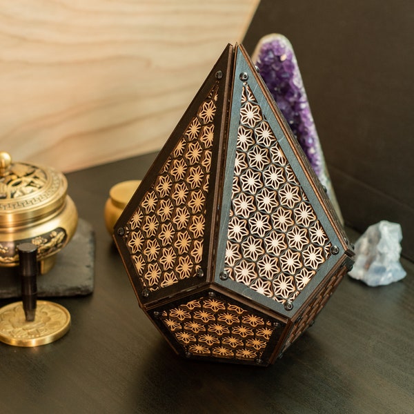 Polyhedron Asanoha Model Kit Sculpture, Sacred Geometry Decor, Laser Cut Ornament, Kumiko Design, Desk Decoration, Table Decor