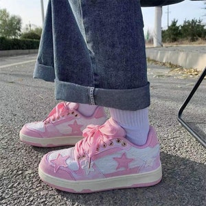 Pink Star Sneakers, Platform Shoes, Harajuku Women Shoe, Kawaii