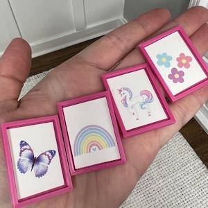 Pink Dollhouse Picture Frames-Set of 4 (1:12 scale)