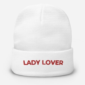 Lady Lover Embroidered Beanie - White