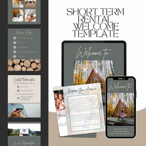 Plantilla de AirBnB / Libro de bienvenida para alquileres a corto plazo / Plantilla digital Canva / Descarga instantánea / Plantilla de alquiler vacacional / Plantilla VRBO