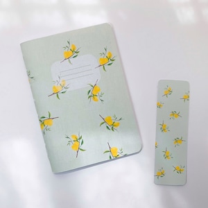 Handmade notebook with lemons - handmade A6 notebook