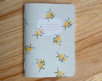 Libreta con limones hecha a mano - cuaderno A6 artesanal