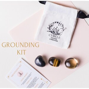 Grounding Crystal Kit, Smoky Quartz, Tiger's eye, Shungite
