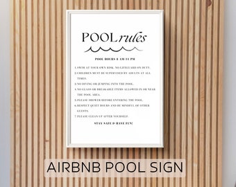 Customizable Pool Rules Sign Modern Editable Template for Airbnb VRBO Rental Stylish Pool Decor Superhost Hot Tub Rules Vacation Rental