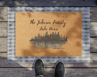 Custom Lake House Doormat | PERSONALIZED for your Family |  Lake Life doormat, Lake house decor, Lake House Sign, Life at the lake