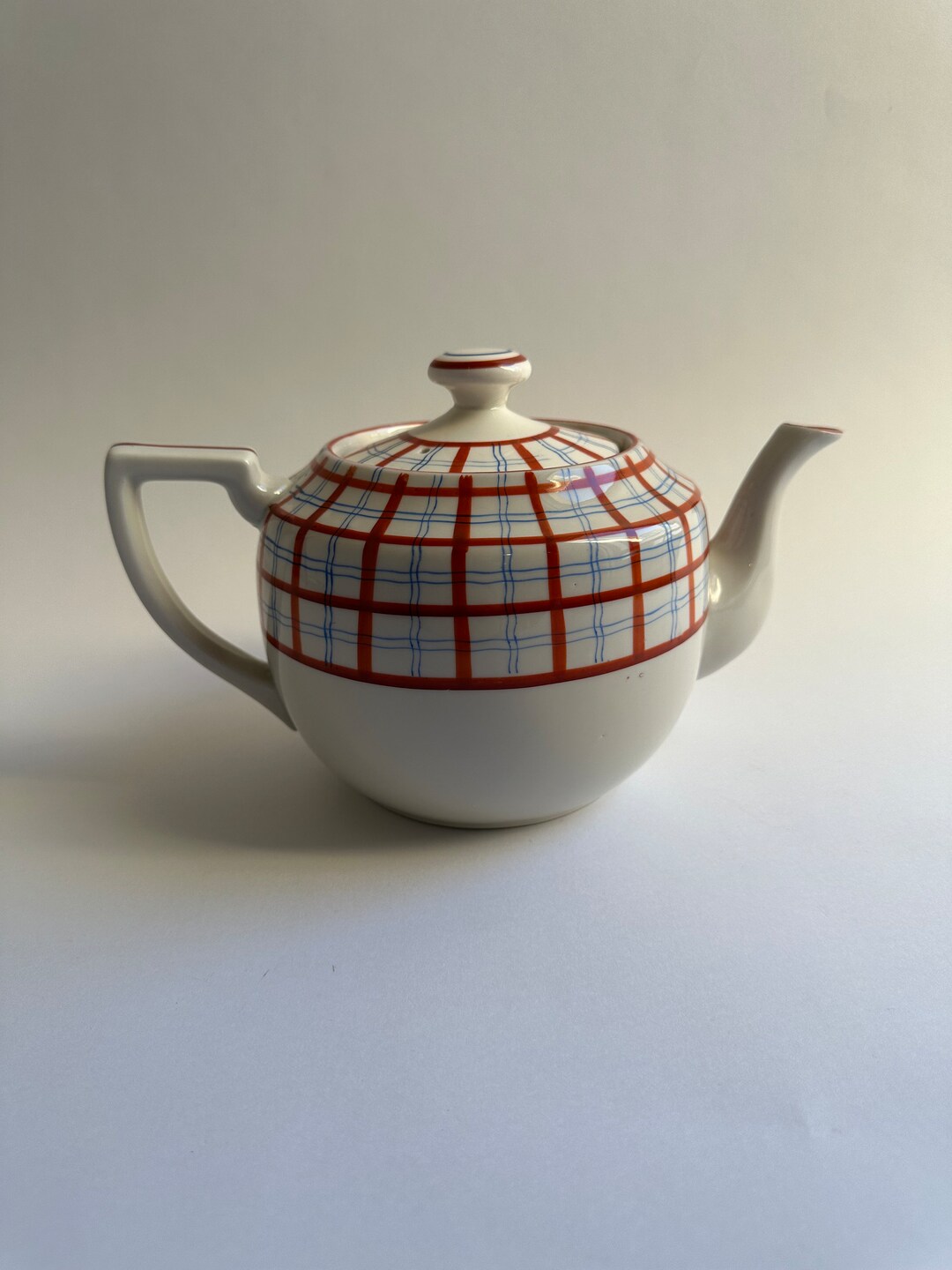 Vintage Teapot Made in Japan Plaid Pattern Etsy