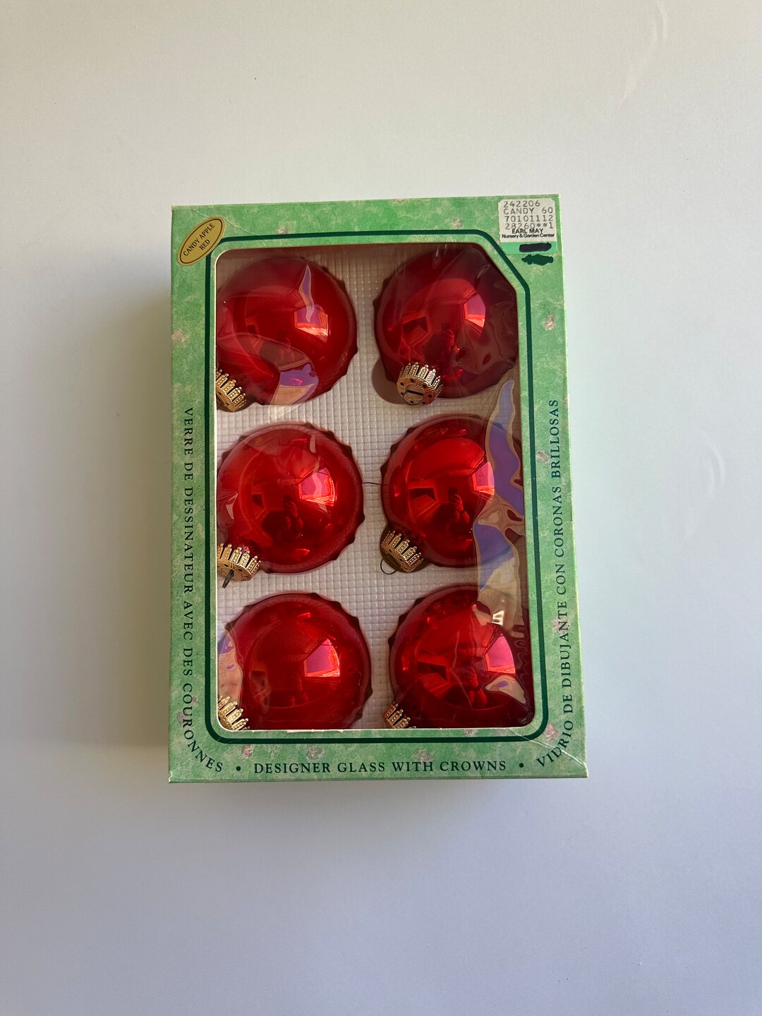 Vintage Christmas by Krebs Glass Christmas Tree Ornaments in Box Set of