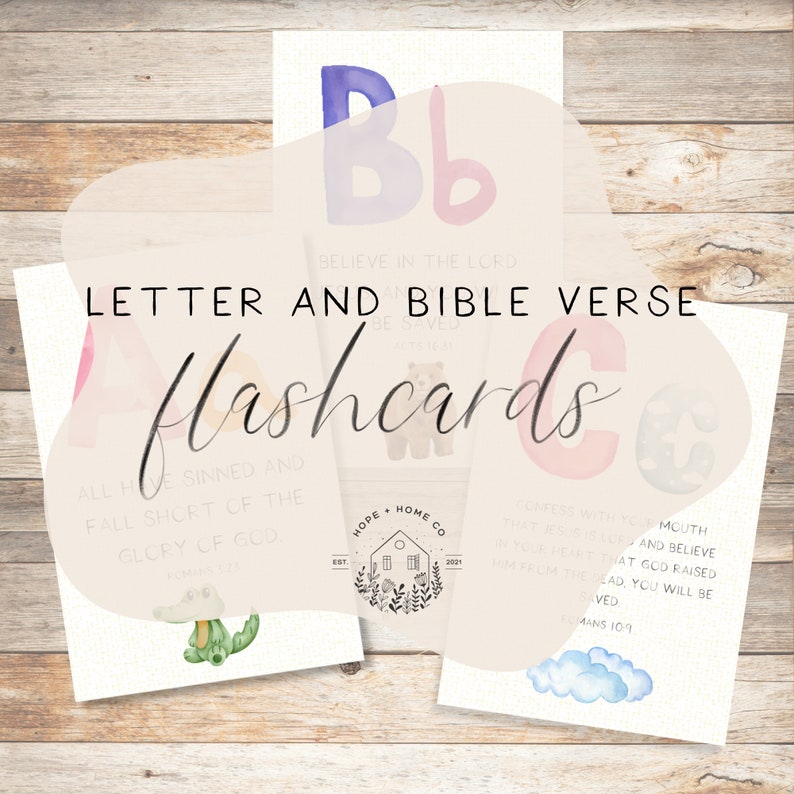 Alphabet Flashcards Abc's Bible Memory Verses Preschool Prek Etsy