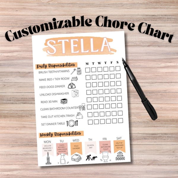 Daily Routine + Chore Chart for Kids and Families | Editable Chore Chart | Daily Rhythms | Habit Tracker
