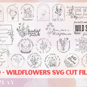 Boho Flower Svg Bundle - Dark Botanical Prints and Mexican Flowers - Positive Mindset - 20 Designs