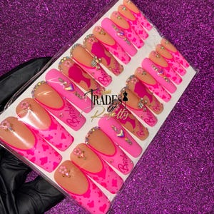 XXL Press On Nails Pink Barbie