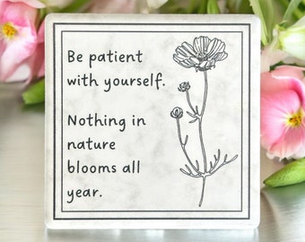 Handgemaakte keramische magneet: zelfliefde, inspirerend citaat