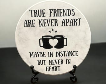 Long Distance Bestie Gift, keramische onderzetter met metalen standaard