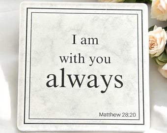 Matteüs 28:20 keramische magneet, ik ben altijd bij je, spiritueel cadeau
