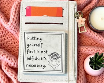 Cadeauset voor zelfzorg: handgemaakte keramische magneet, miniportemonnee en ritssluiting met bloemen