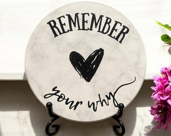 Remember Your Why-keramische onderzetter: inspirerend bureaudecor