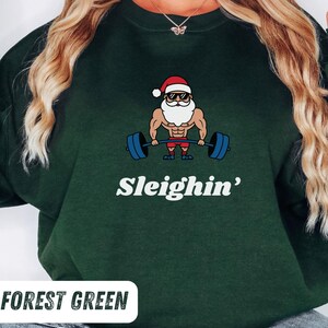 Christmas Santa Sleighin&#39; Unisex Sweatshirt, Funny Holiday Gift, Xmas Jumper, Festive Winter Clothing, Comfy Pullover, Santa with Glasses