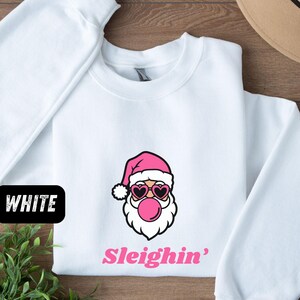 Christmas Santa Sleighin&#39; Unisex Sweatshirt, Funny Holiday Gift, Xmas Jumper, Festive Winter Clothing, Comfy Pullover, Santa with Glasses