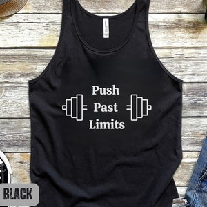 Push Past Limits Tanktop, Tanktop do siłowni, Tanktop do ćwiczeń, Tanktop do siłowni dla mężczyzn, Tanktop do ćwiczeń, Tanktop z zabawnymi powiedzeniami, Tanktop do ćwiczeń dla mężczyzn