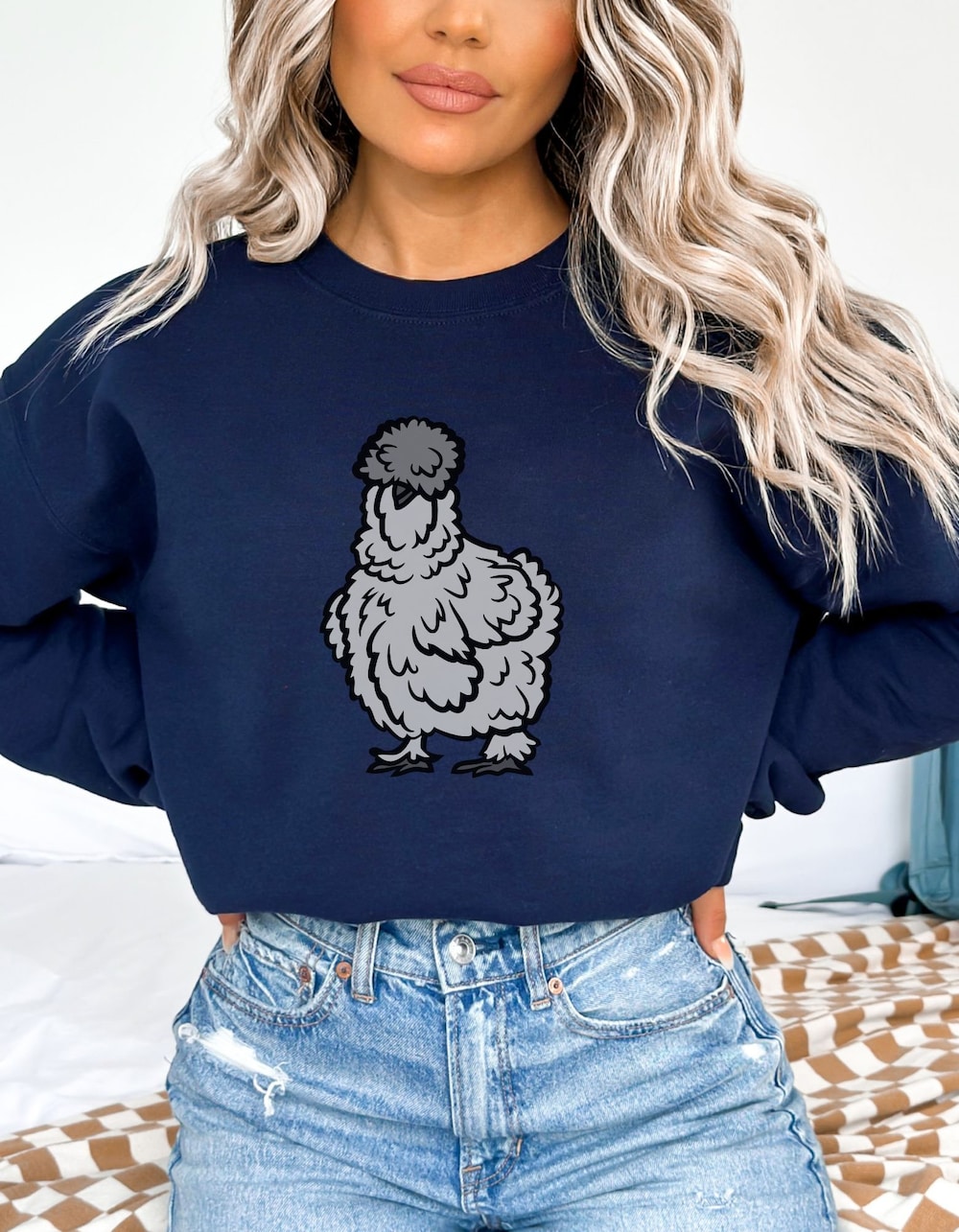 Funny Chicken Mama Crewneck Sweater, Never Enough Chickens, Silkie Chicken Lover Gift,Silkie Chicken Sweatshirt, Backyard Chicken Lady Livingmall