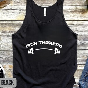 Iron Therapy Gym Tanktop, Gym Tanktop, Gym Shirt, Workout Tanktop, Men&#39;s Gym Shirt, Gym Outfit, Gym Rat Shirt