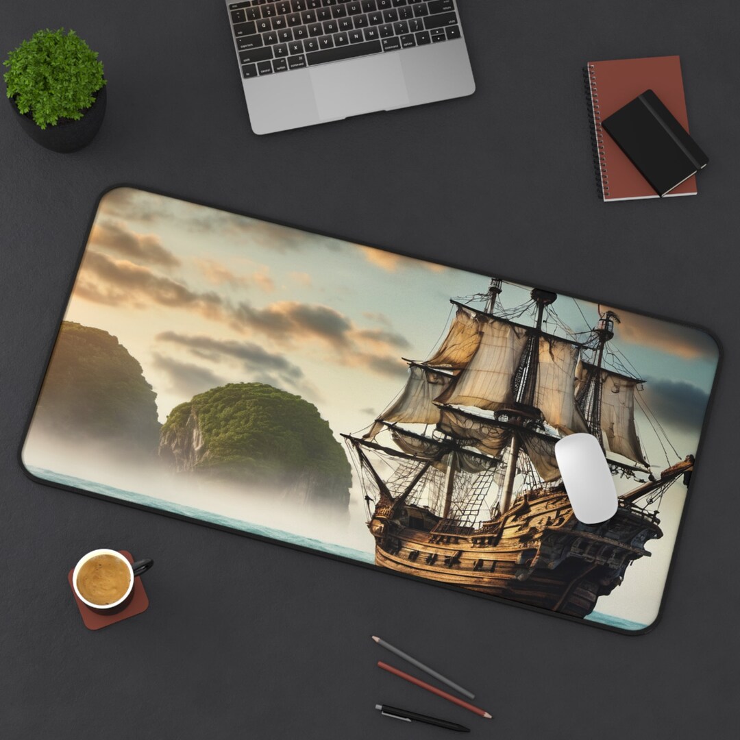 Pirate Ship Desk Mat, Deskmat, Desk Mat Ocean, Desk Mat Aesthetic