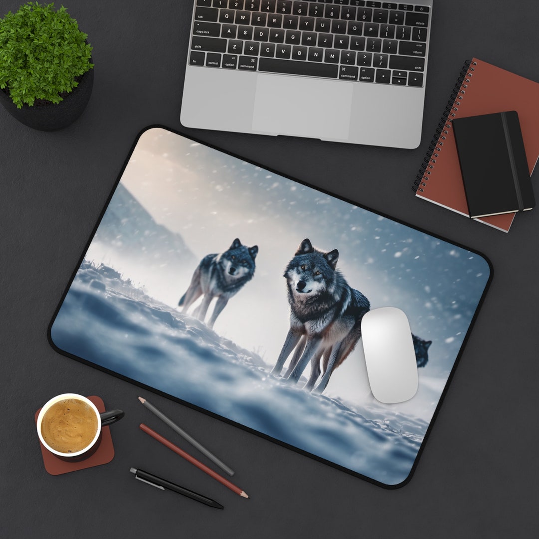Wolf Desk Mat, Wolf Desk Pad, Animal Desk Mat, Wolf Picture, Colorful