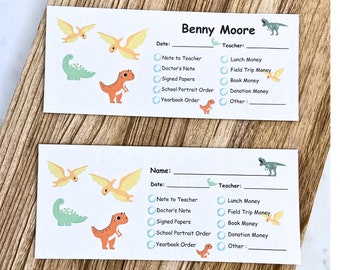 Self Seal Dinosaur School Envelopes with Names for Student and Teacher to collect Tuition Lunch Money Donation Field Trip Yearbook Orders