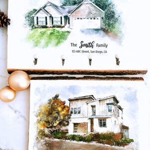 Custom House Sketch Key Holder Personalized Key Rack for Wall With ...