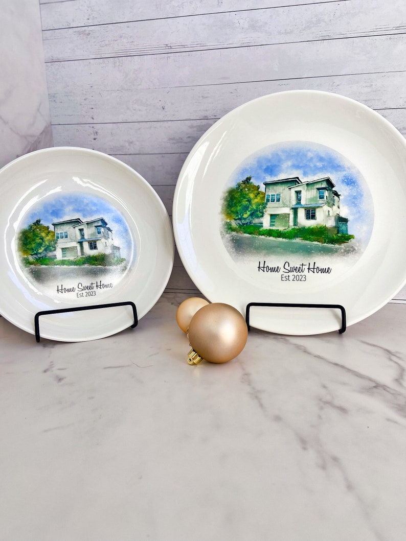 Personalized Office Desk Plate with Custom Painting Personalized House Drawing Plate