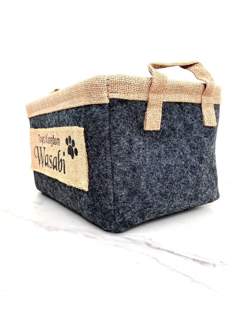 Custom Cat Toy Basket Foldable Kitty Toy Box Luxury Pet Bin Personalize
