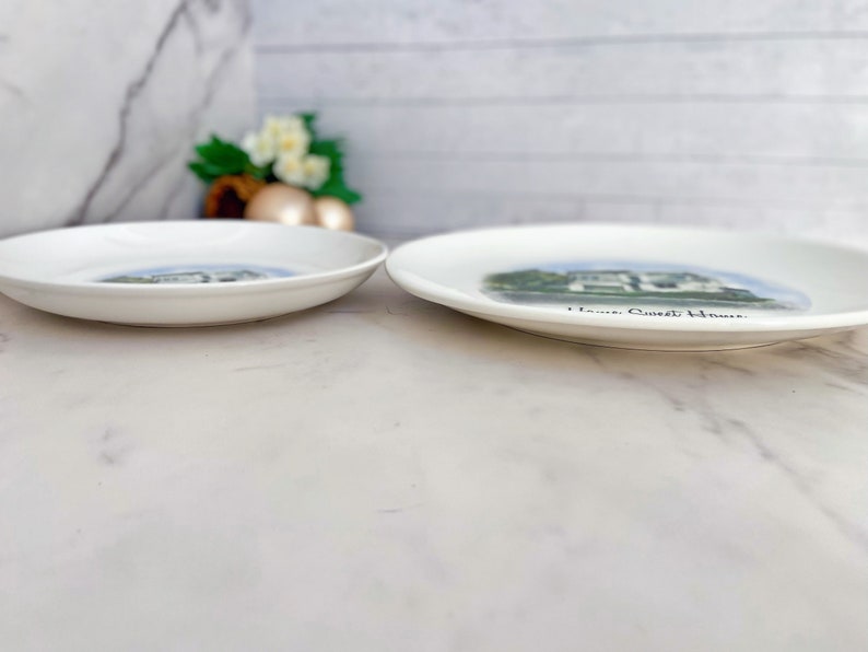 Custom House Sketch Ceramic Plate Personalized Office Desk Plate with Custom Painting New Homeowner Gift Personalized House Drawing Plate