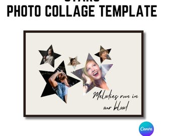 Star Photo Collage Template, Canva, Personalized Design (Digital Download)