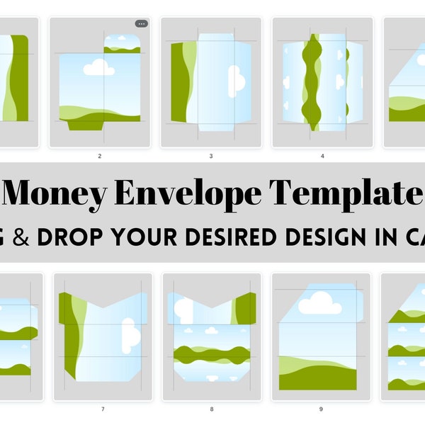 Money Envelope Template, Money Holder, Budget envelope, template for Canva, Envelope template Cricut, Drag and drop template