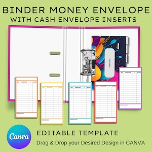 Money Envelope Savings Binder Template with Inserts, Binder Ready Budget Planner, Good for Money Saving Challenge, Personalized Using Canva