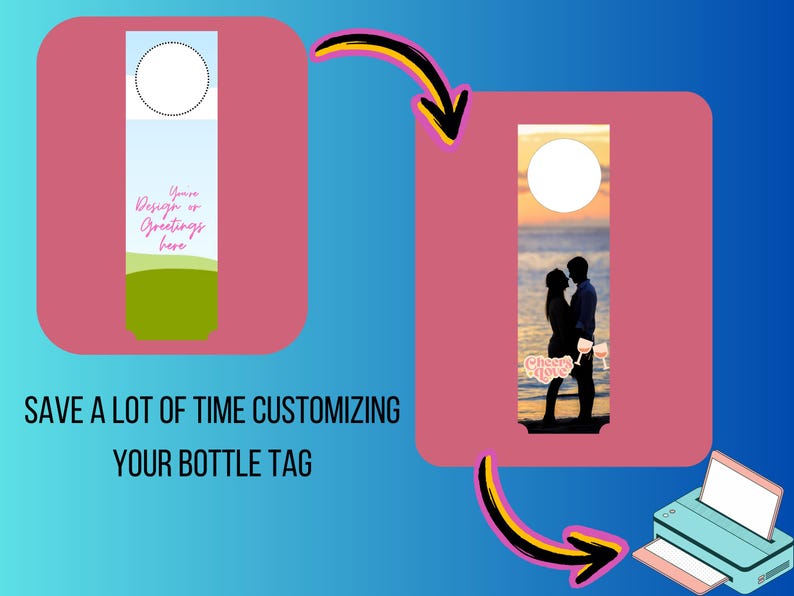 Wine Tag Template, Canva Editable Liquor Bottle Neck Tag, Gift Card