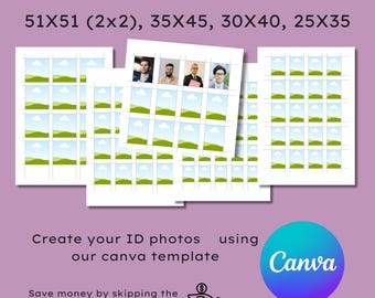 ID Card Photo Canva Template – Easy-to-Use, Multi-Size, Printable for A4 & Letter Paper, Professional Template, Identification Card Photo