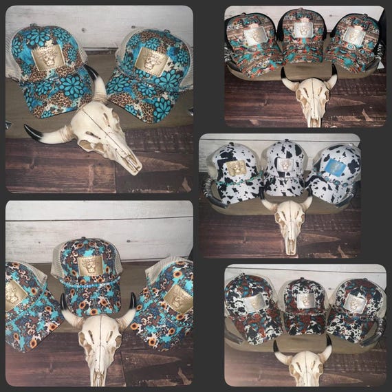 Highland Cow Ponytail Trucker Cap Highland Cow Patch Trucker Hat | Leopard Print, Ponytail  main image 2