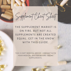 Supplement Cheat Sheet  Vitamin Supplementation Dietary supplement Multivitamins Supplements list  Printable Vitamin Cheat Sheet